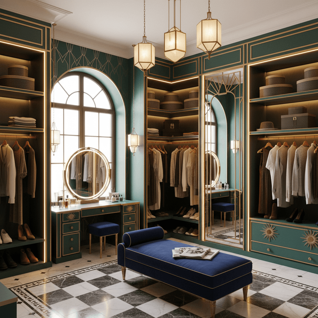 Art Deco Walk-in Closet: after AI redesign