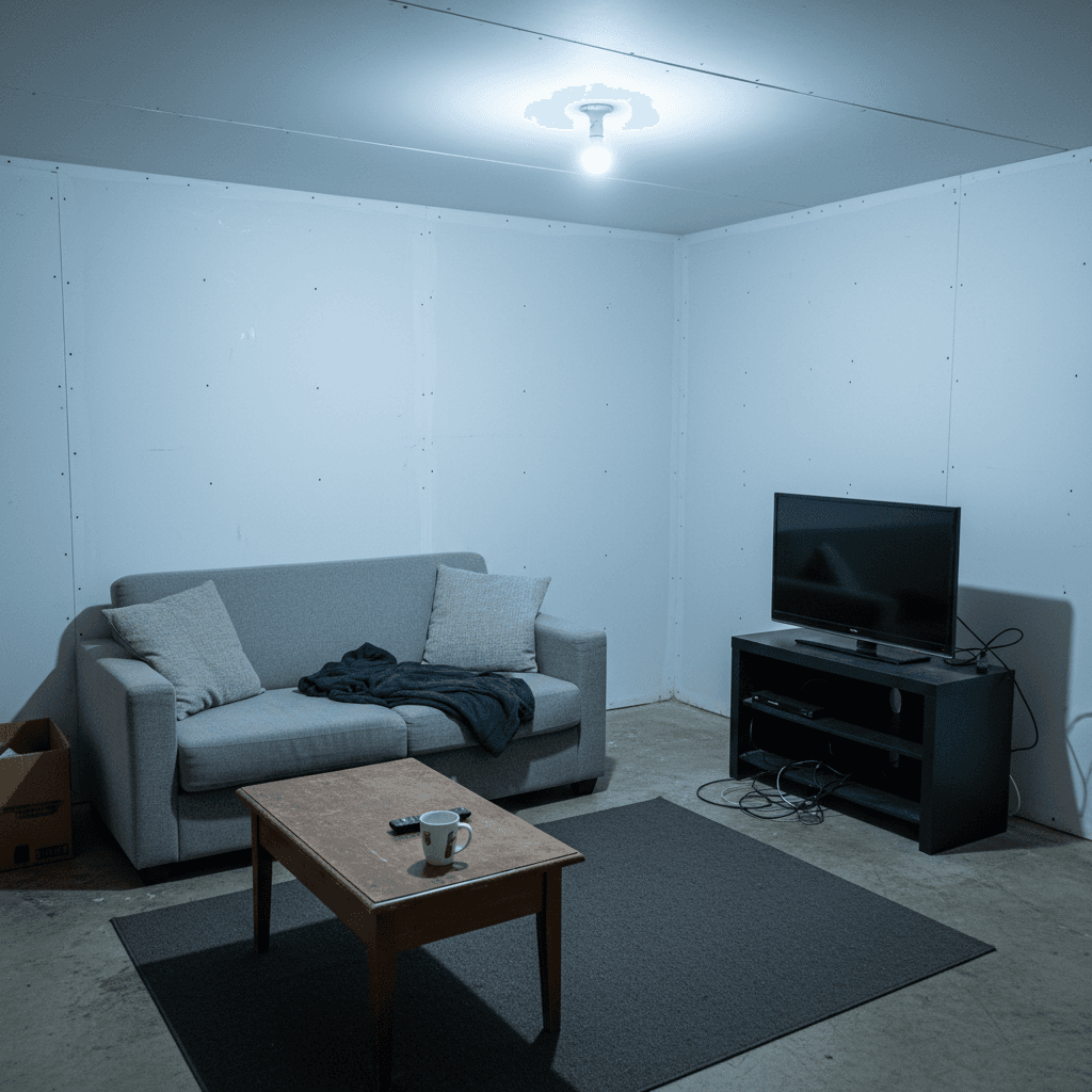 Transitional Home Theater: before AI redesign