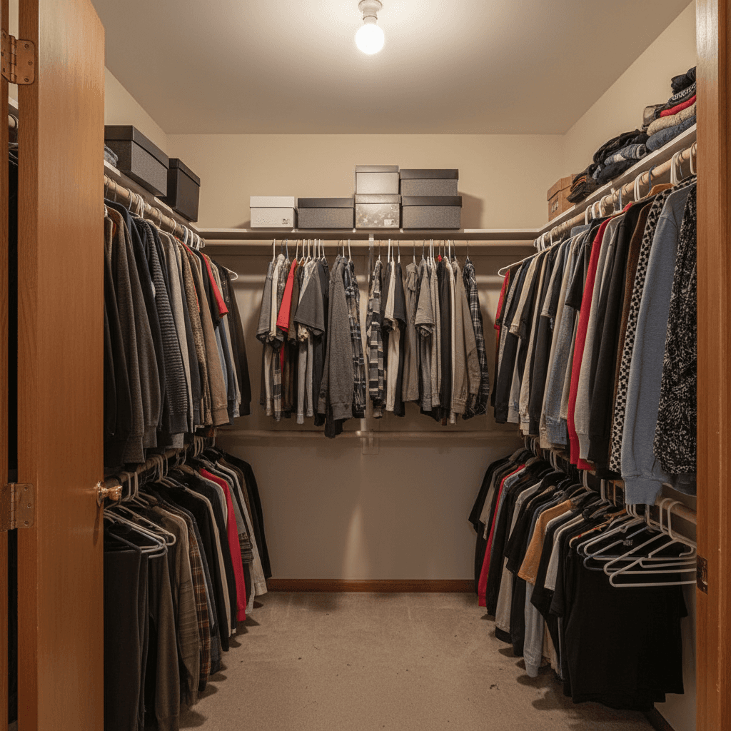 Japandi Walk-in Closet: before AI redesign