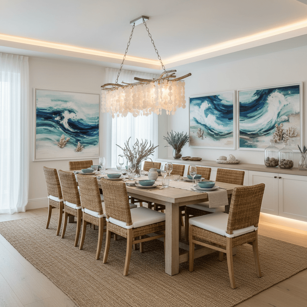 Coastal Dining Room: after AI redesign
