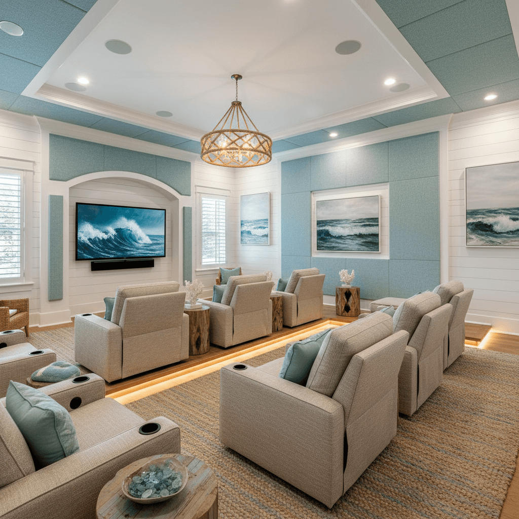 Coastal Home Theater: after AI redesign