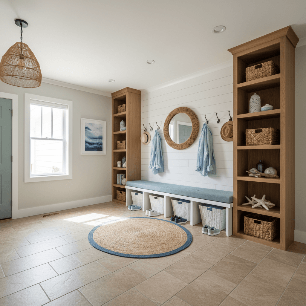 Coastal Mudroom: after AI redesign