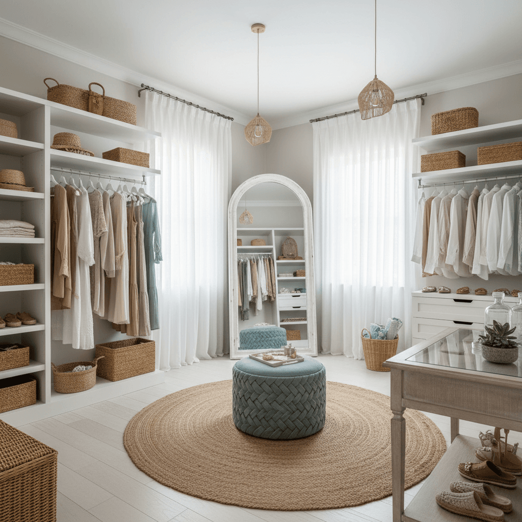 Coastal Walk-in Closet: after AI redesign