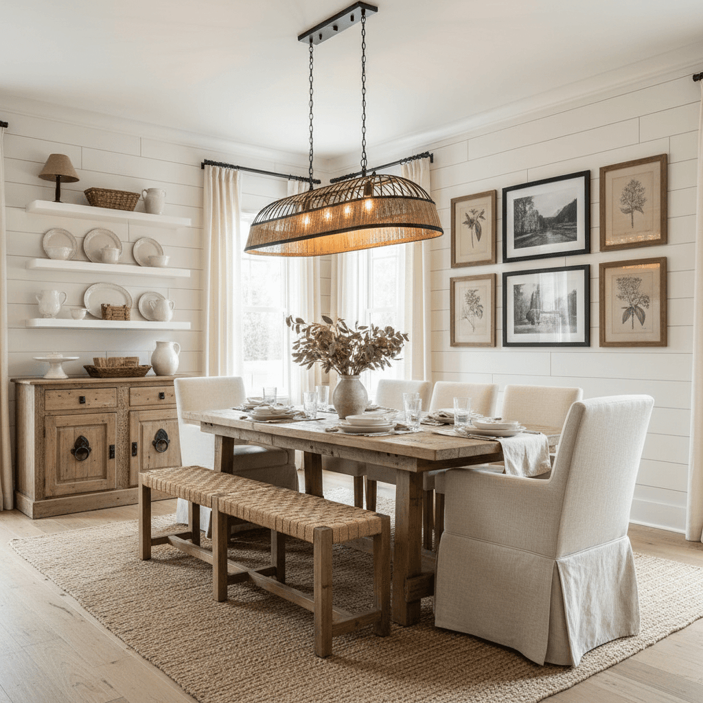 Farmhouse Dining Room: after AI redesign