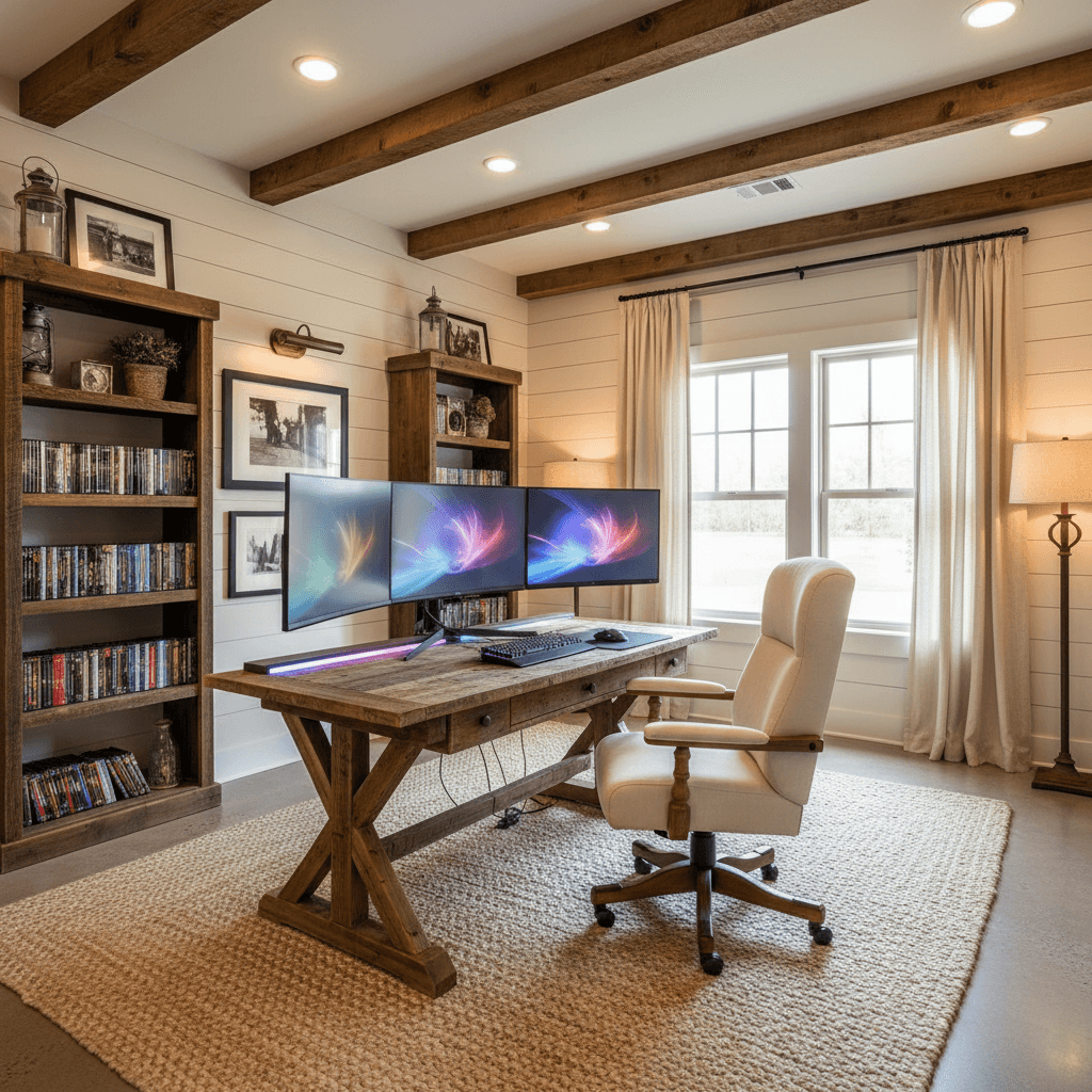 Farmhouse Gaming Room: after AI redesign