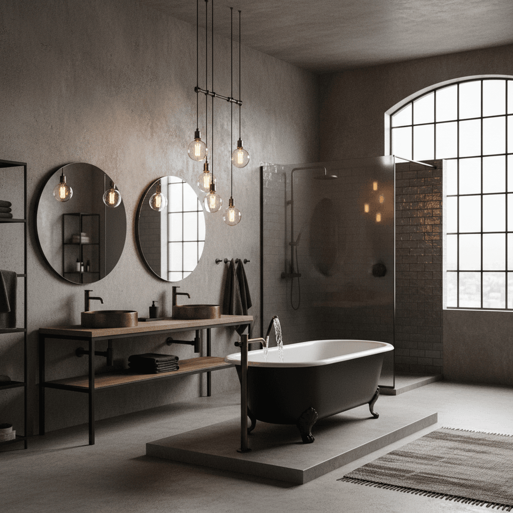 Industrial Bathroom: after AI redesign