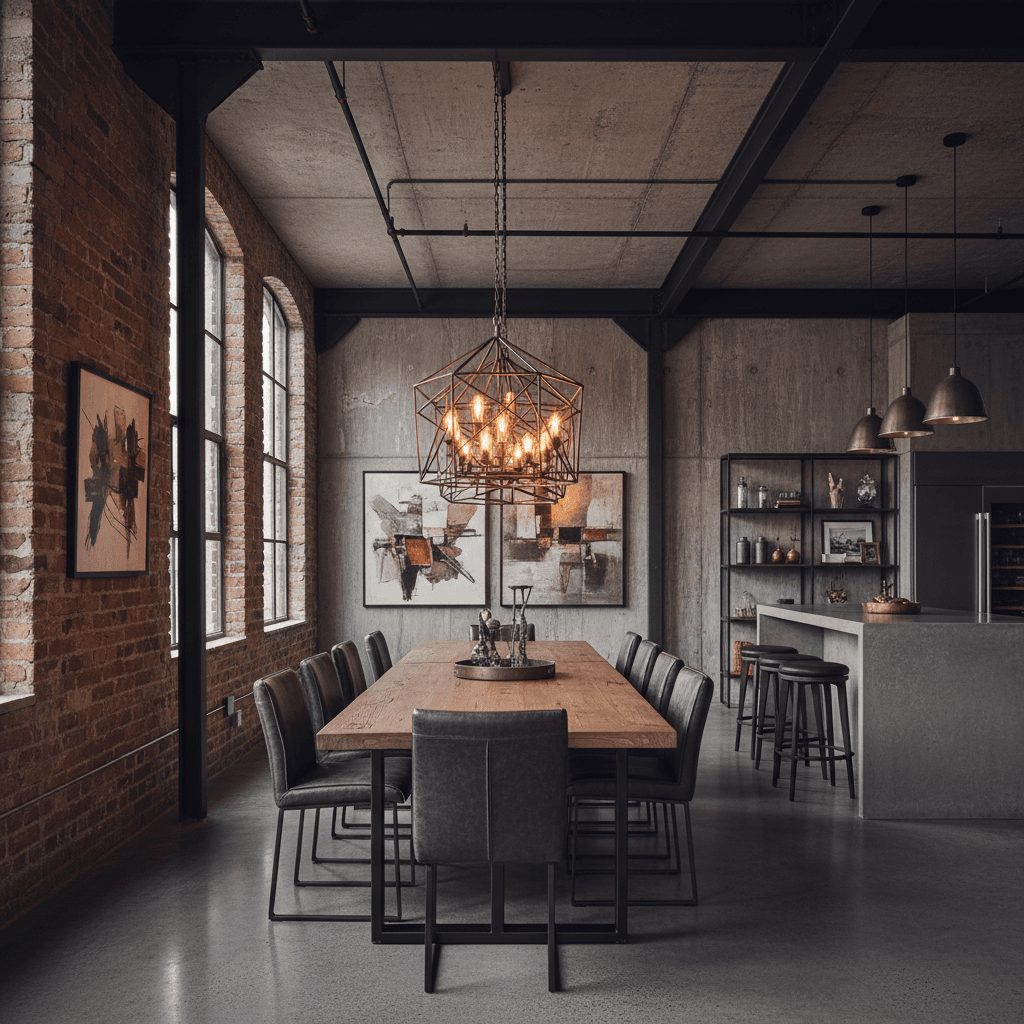 Industrial Dining Room: after AI redesign