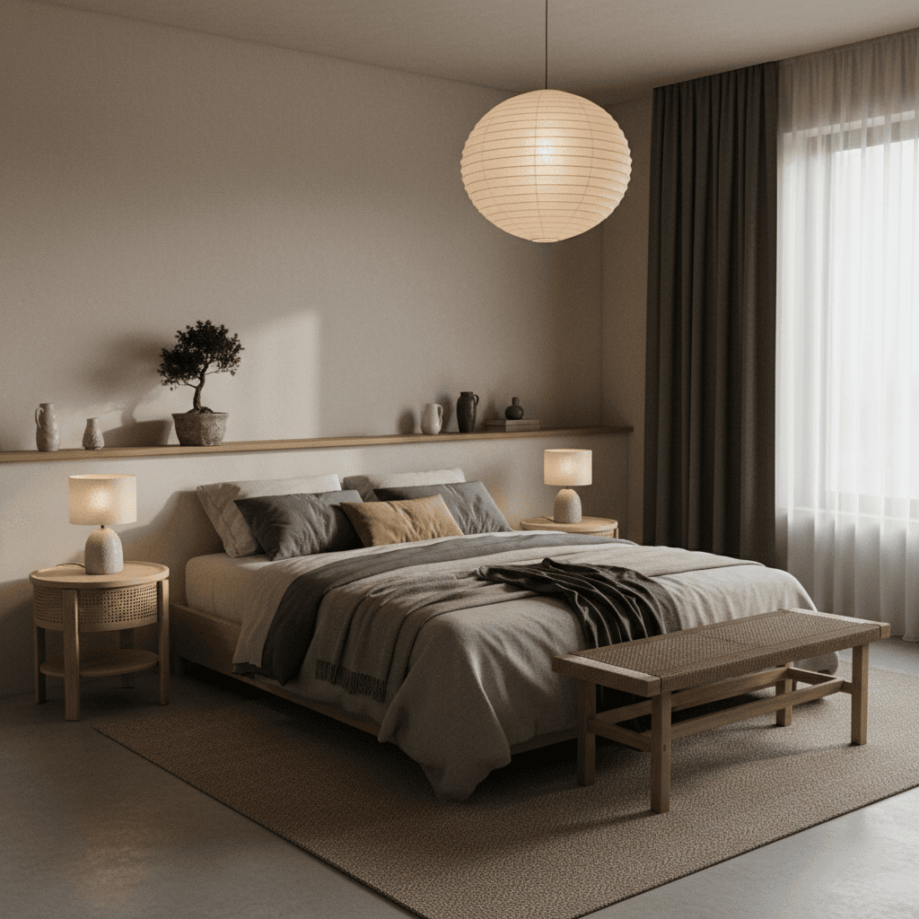 Japandi Bedroom: after AI redesign