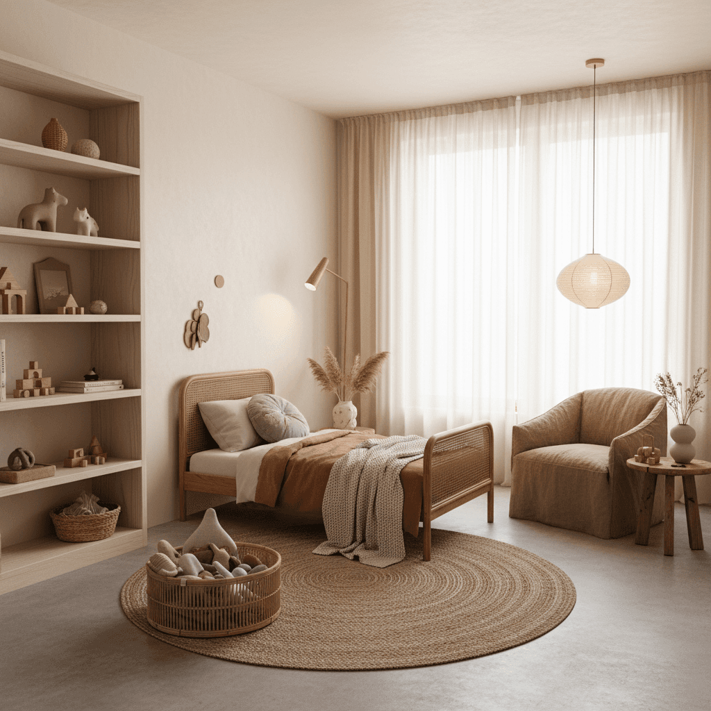 Japandi Nursery: after AI redesign