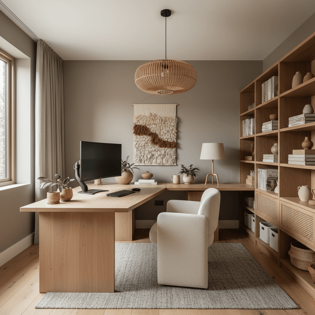 Japandi Office: after AI redesign