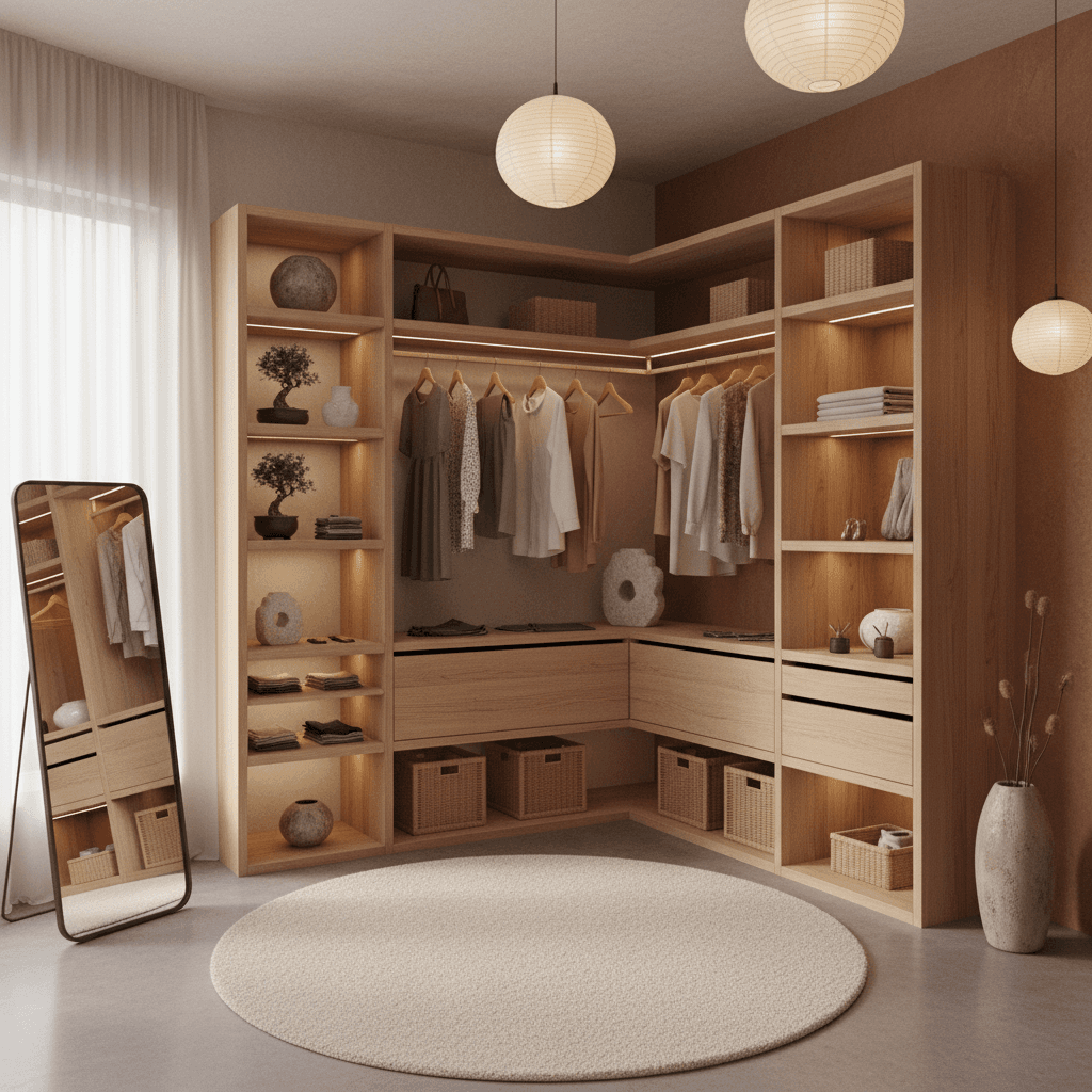 Japandi Walk-in Closet: after AI redesign