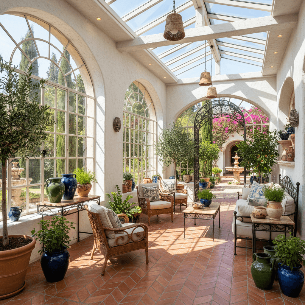 Mediterranean Sunroom: after AI redesign