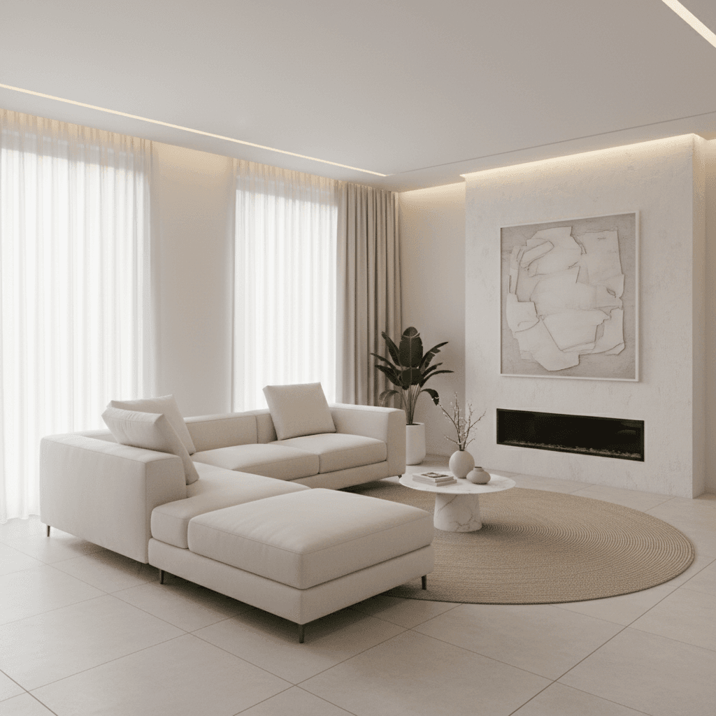 Minimalist Living Room: after AI redesign