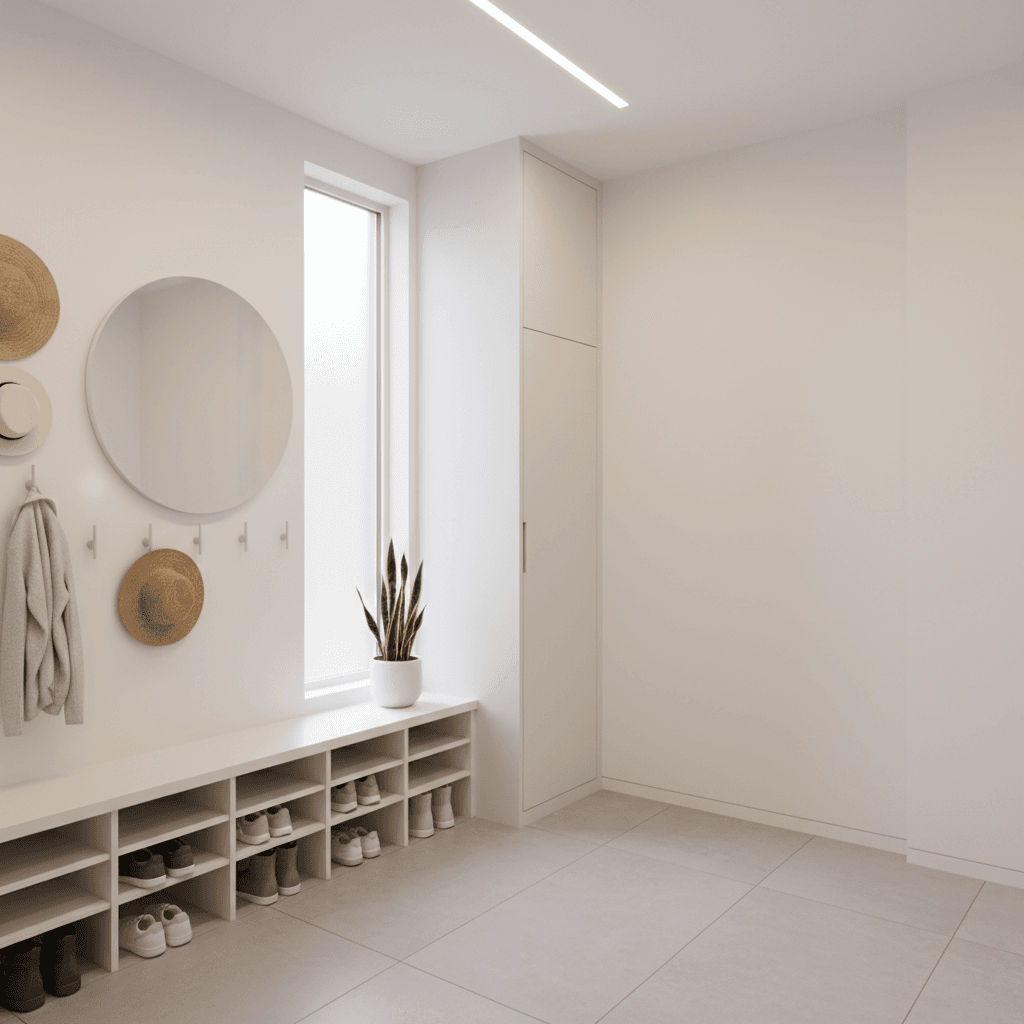 Minimalist Mudroom: after AI redesign