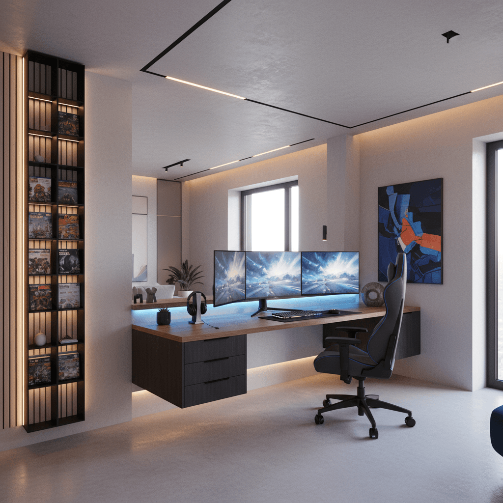 Modern Gaming Room: after AI redesign