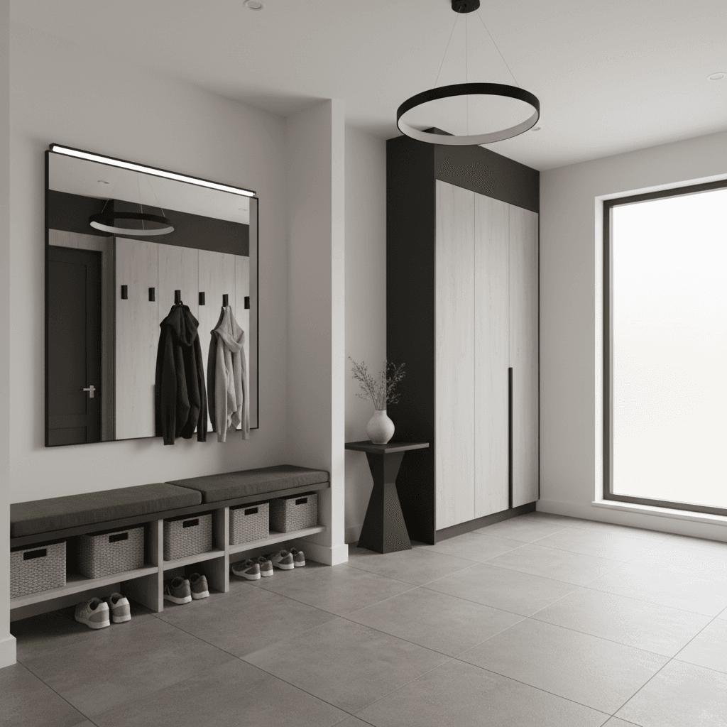 Modern Mudroom: after AI redesign