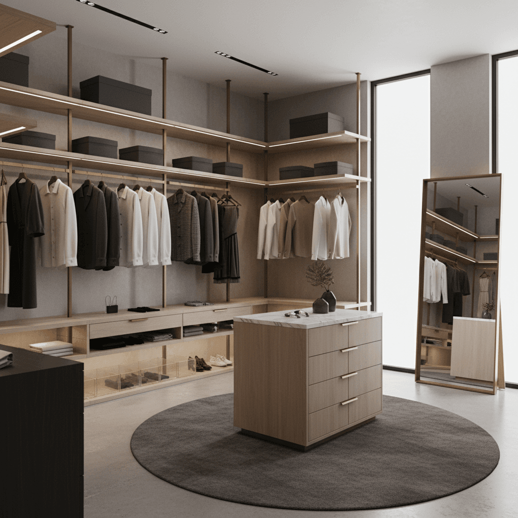 Modern Walk-in Closet: after AI redesign