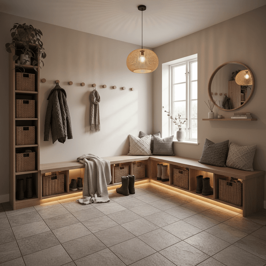 Scandinavian Mudroom: after AI redesign