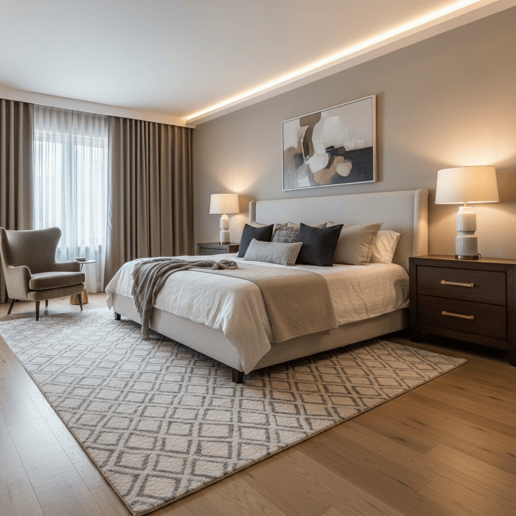 Transitional Bedroom: after AI redesign