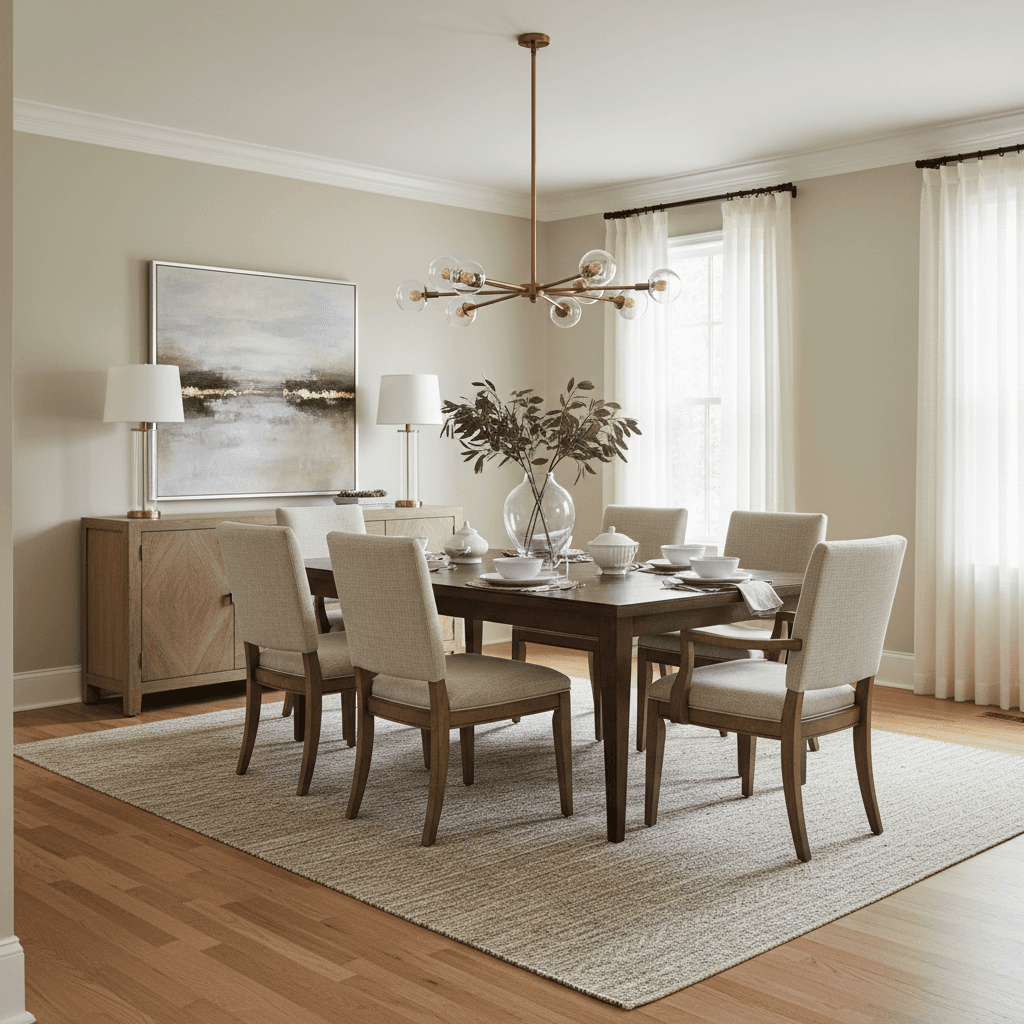 Transitional Dining Room: after AI redesign
