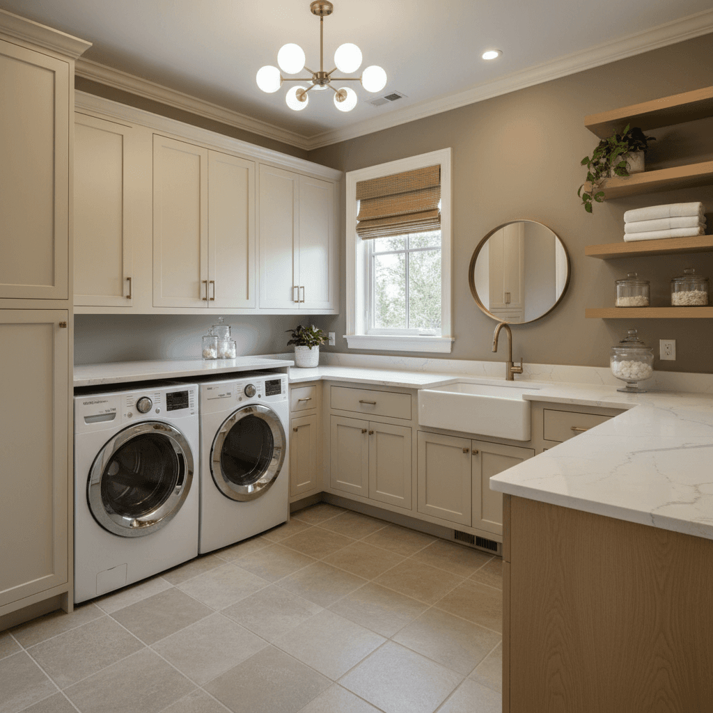 Transitional Laundry Room: after AI redesign