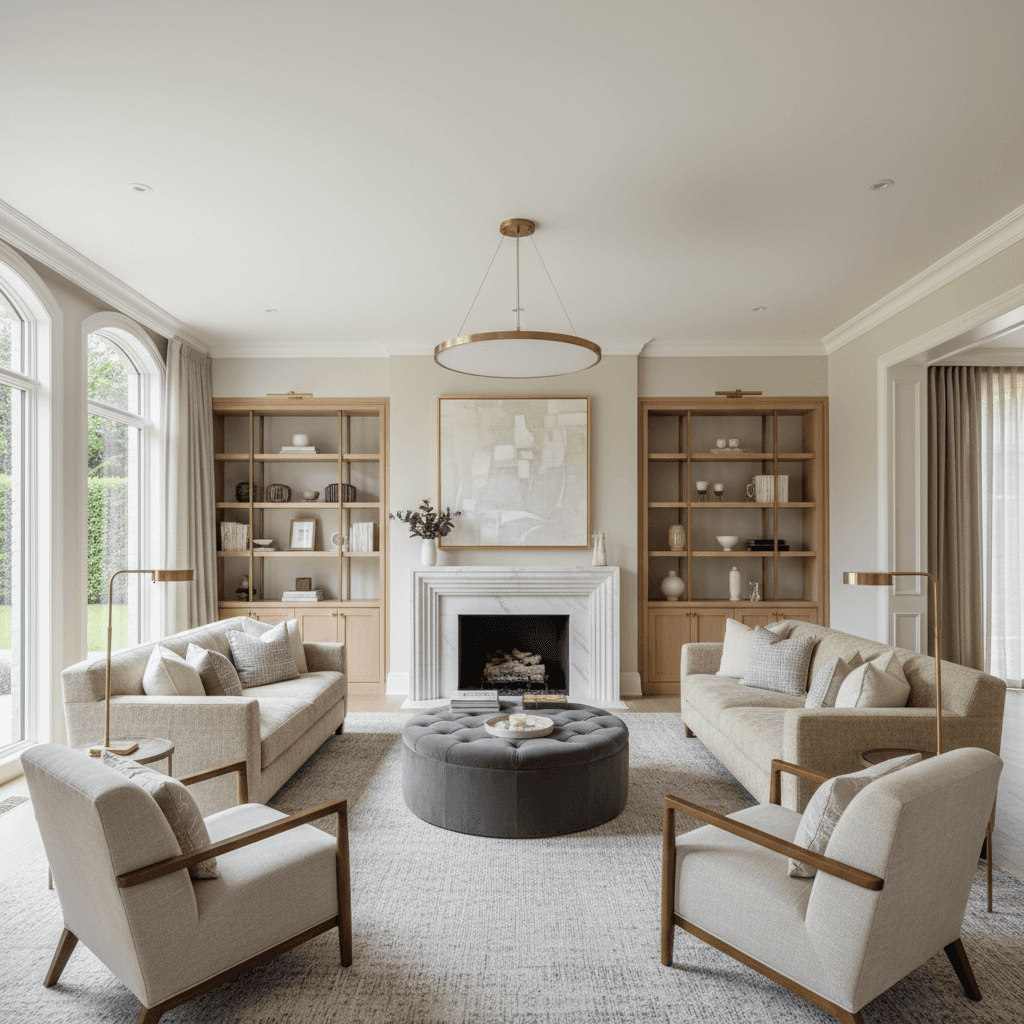 Transitional Living Room: after AI redesign