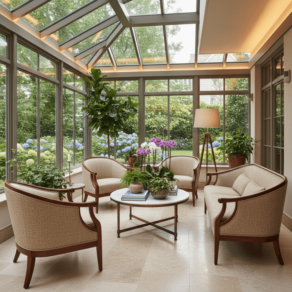 Transitional Sunroom: after AI redesign