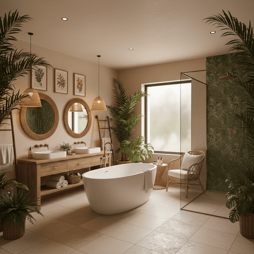 Tropical Bathroom: after AI redesign