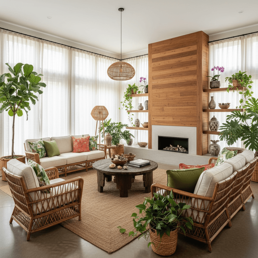 Tropical Living Room: after AI redesign