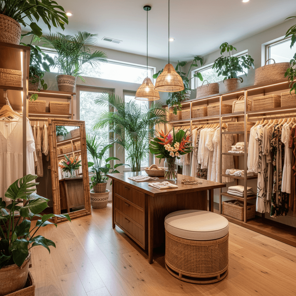 Tropical Walk-in Closet: after AI redesign