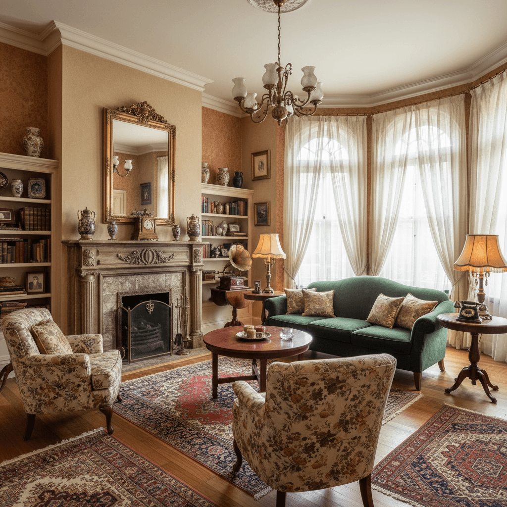 Vintage Living Room: after AI redesign