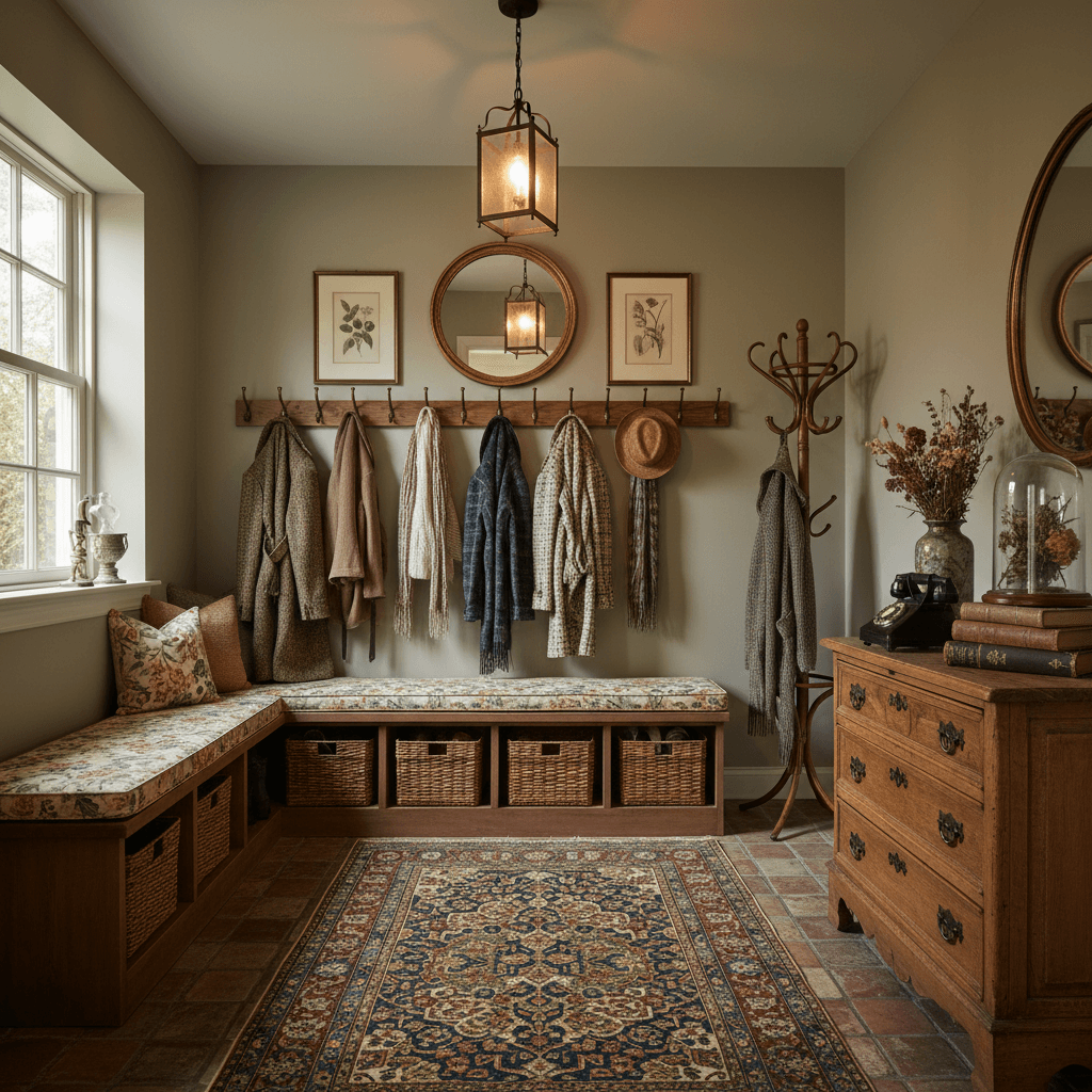 Vintage Mudroom: after AI redesign