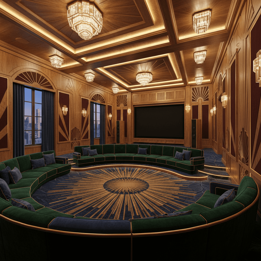 Art Deco Home Theater: after AI redesign