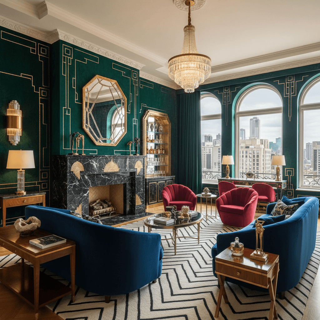 Art Deco Living Room: after AI redesign