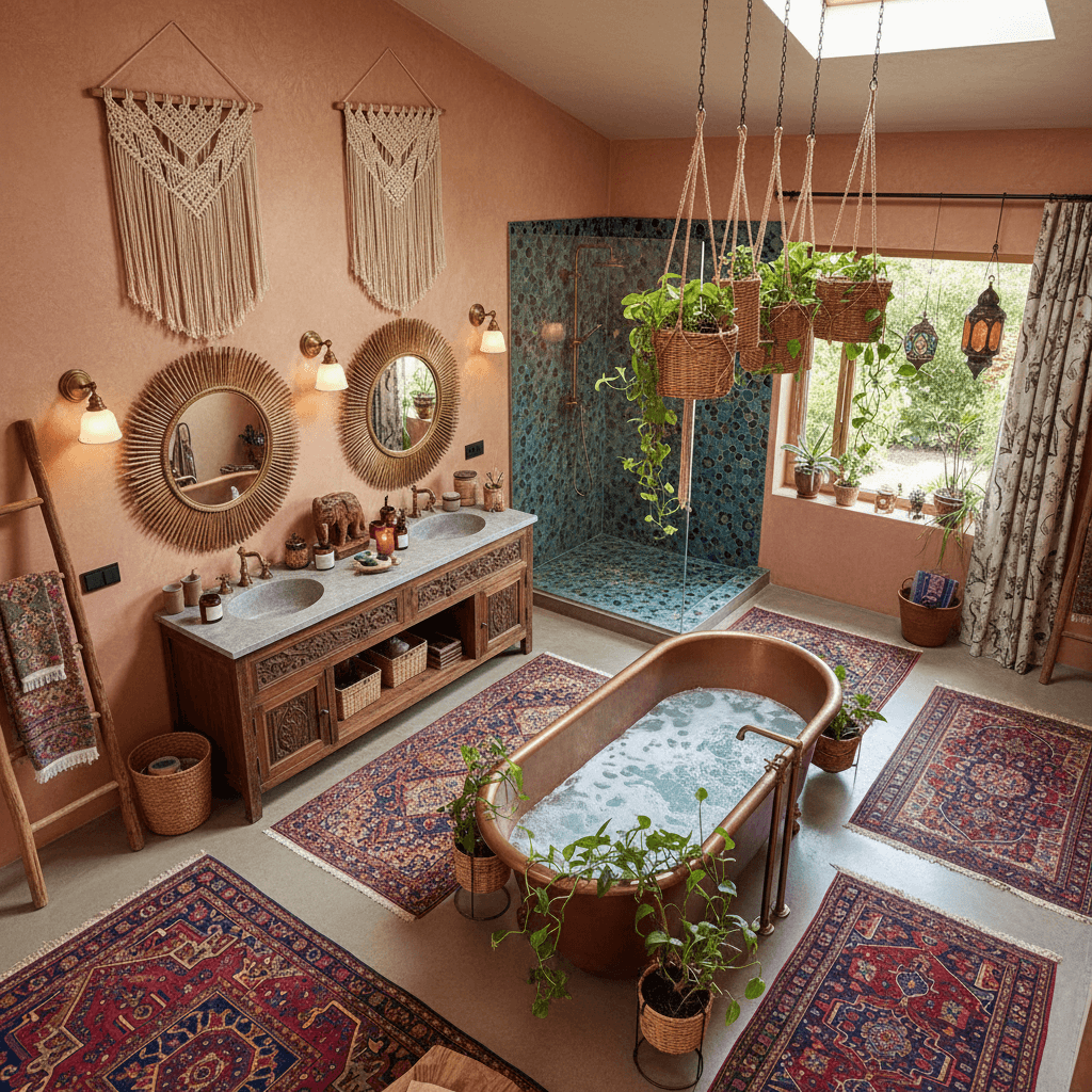 Bohemian Bathroom: after AI redesign