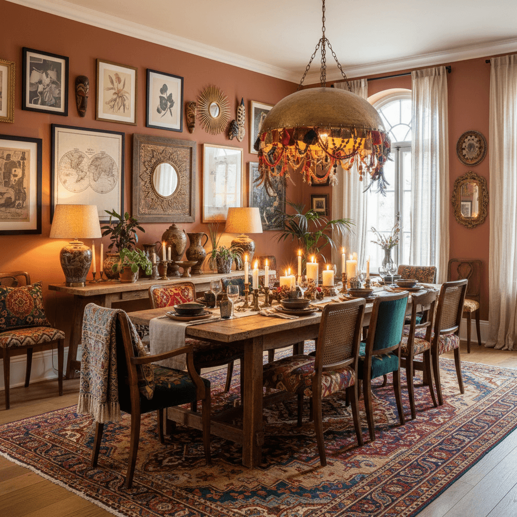 Bohemian Dining Room: after AI redesign