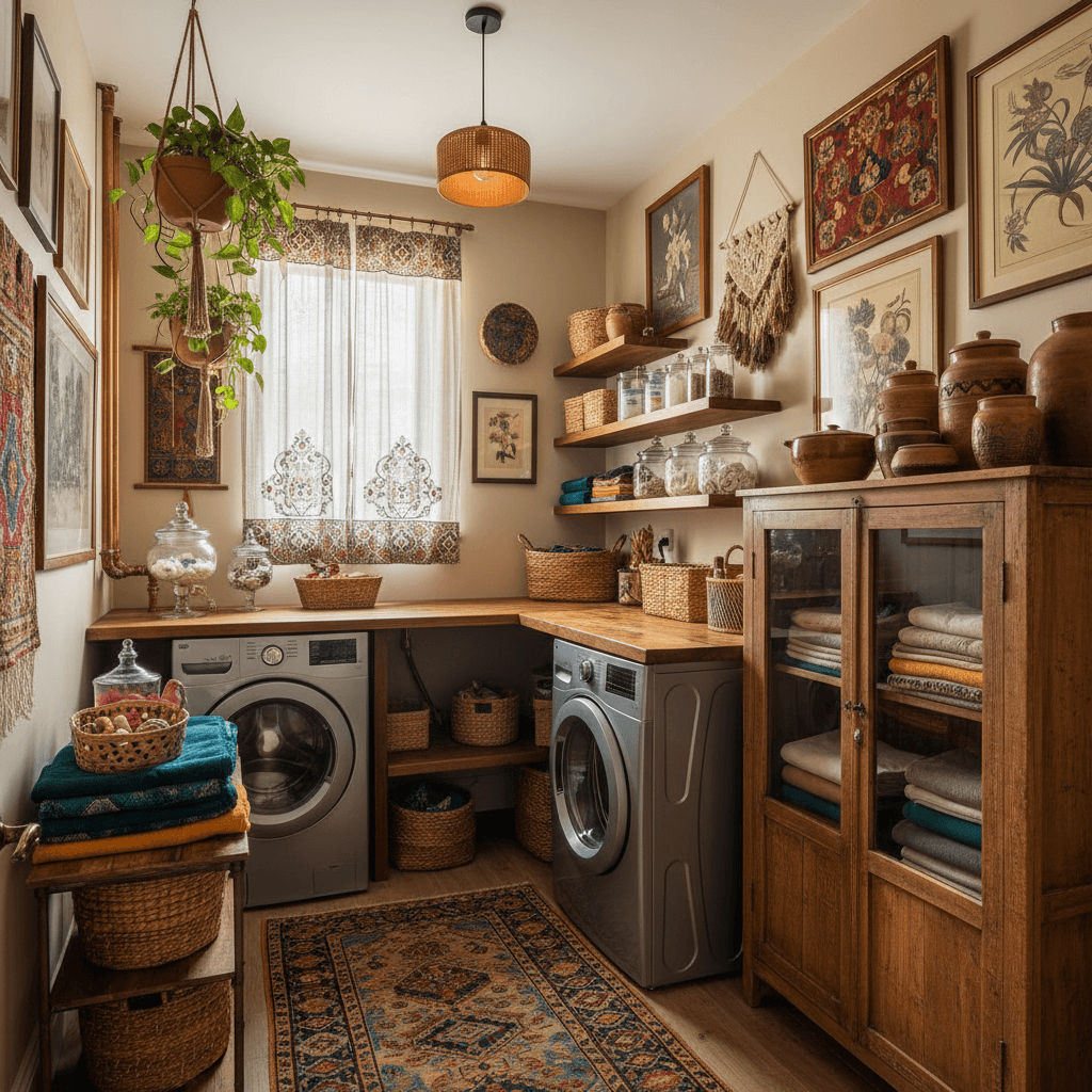 Bohemian Laundry Room: after AI redesign