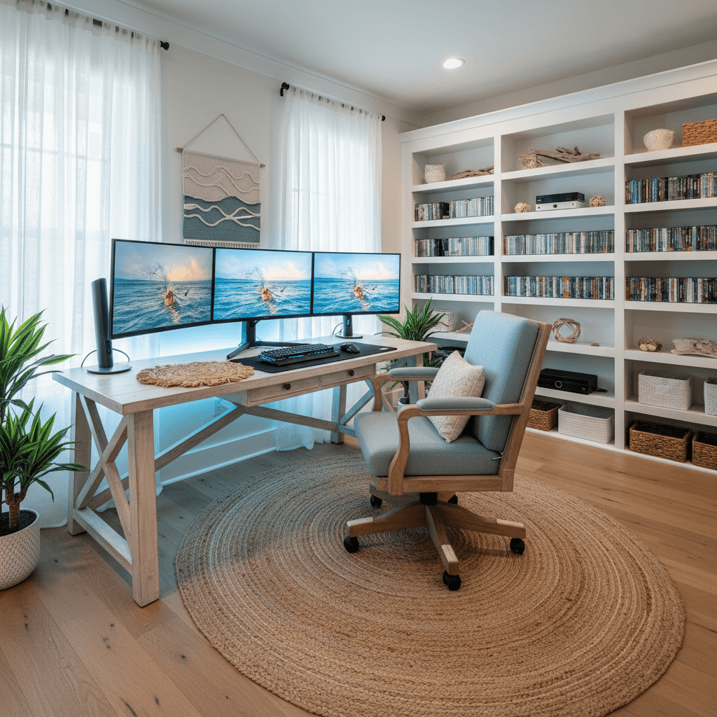 Coastal Gaming Room: after AI redesign