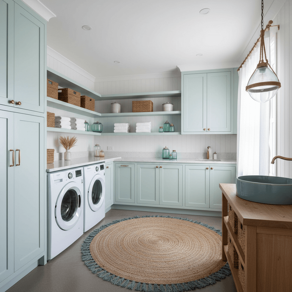 Coastal Laundry Room: after AI redesign