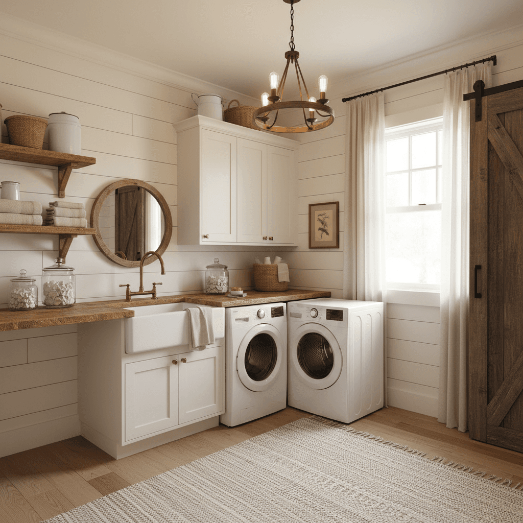 Farmhouse Laundry Room: after AI redesign
