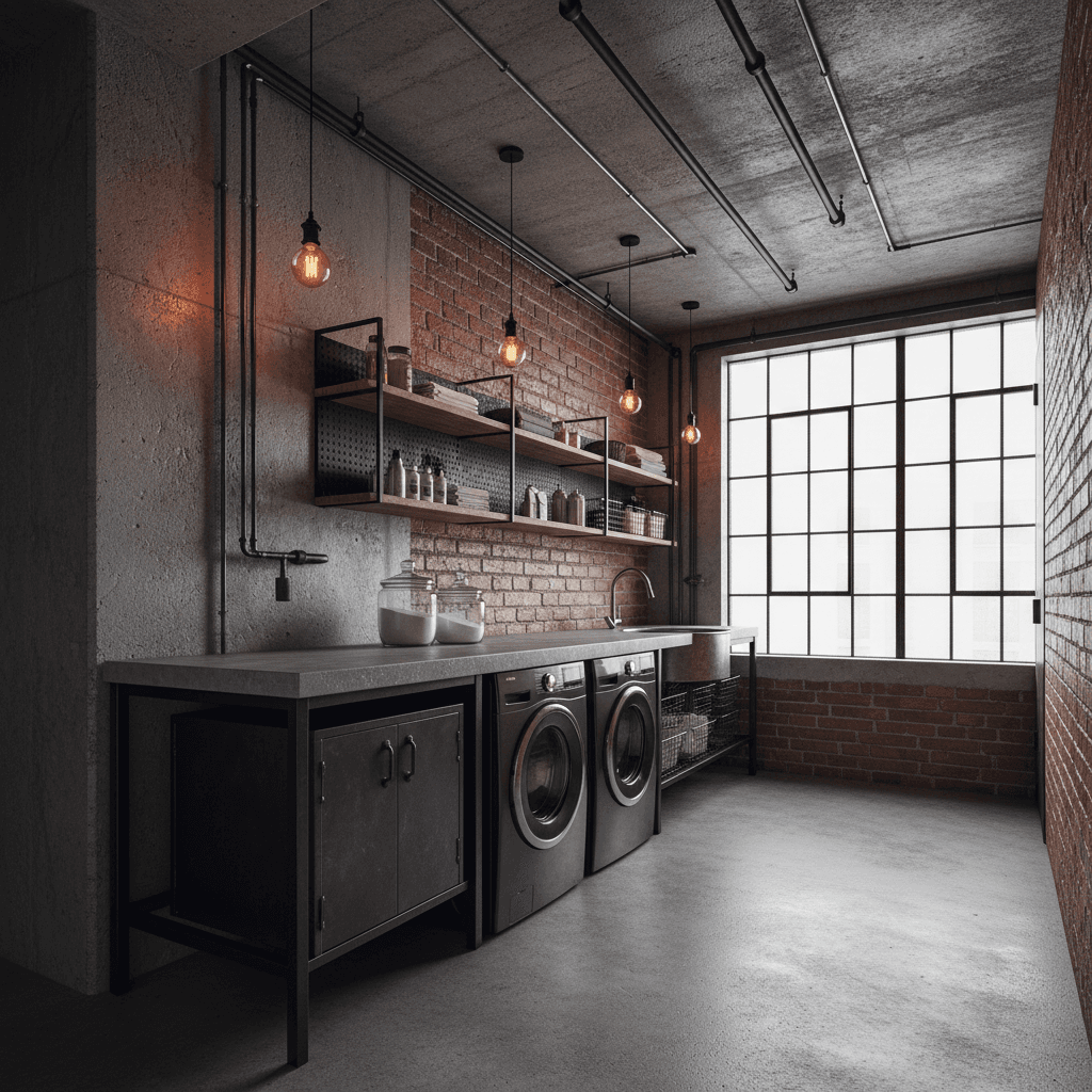 Industrial Laundry Room: after AI redesign