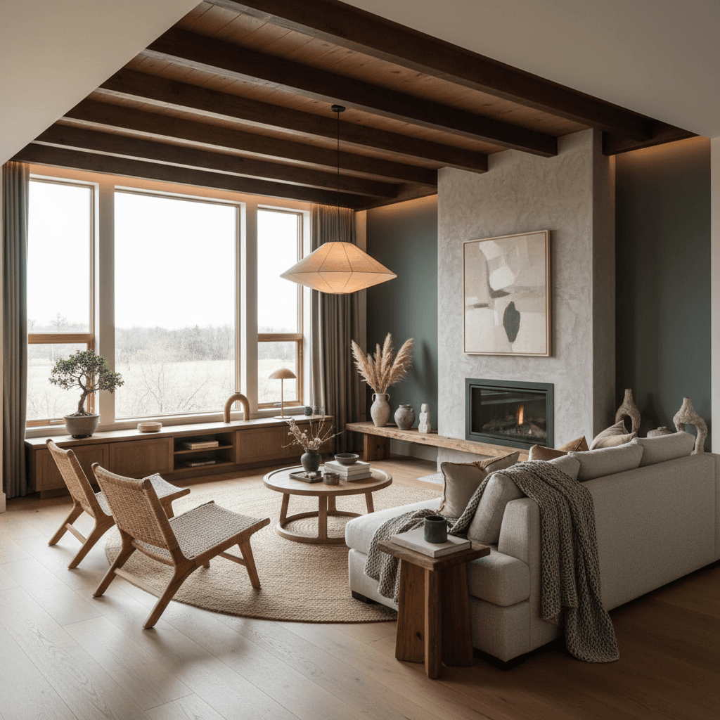 Japandi Living Room: after AI redesign