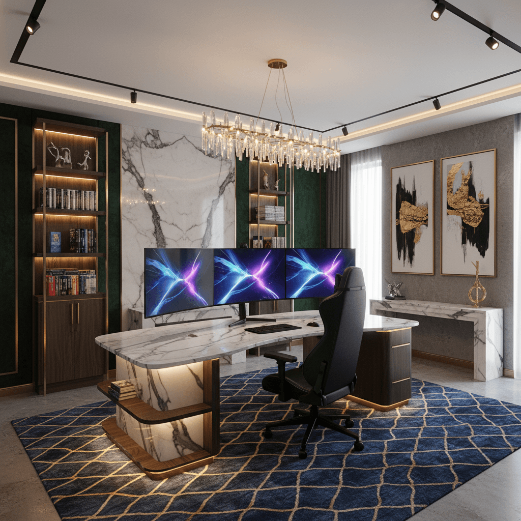 Luxury Gaming Room: after AI redesign