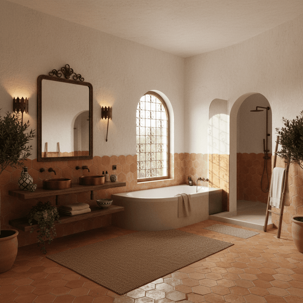 Mediterranean Bathroom: after AI redesign