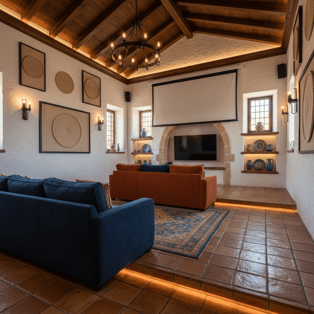 Mediterranean Home Theater: after AI redesign