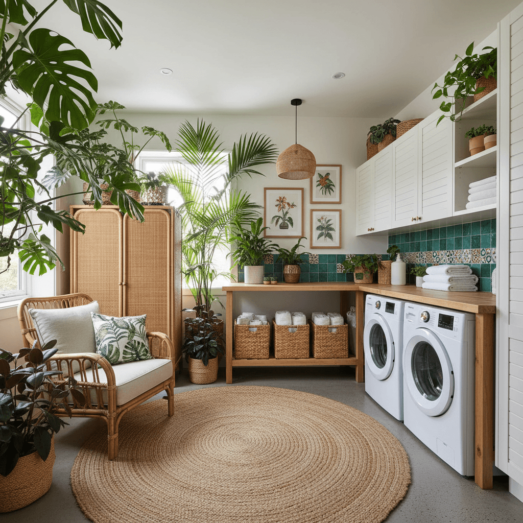 Tropical Laundry Room: after AI redesign