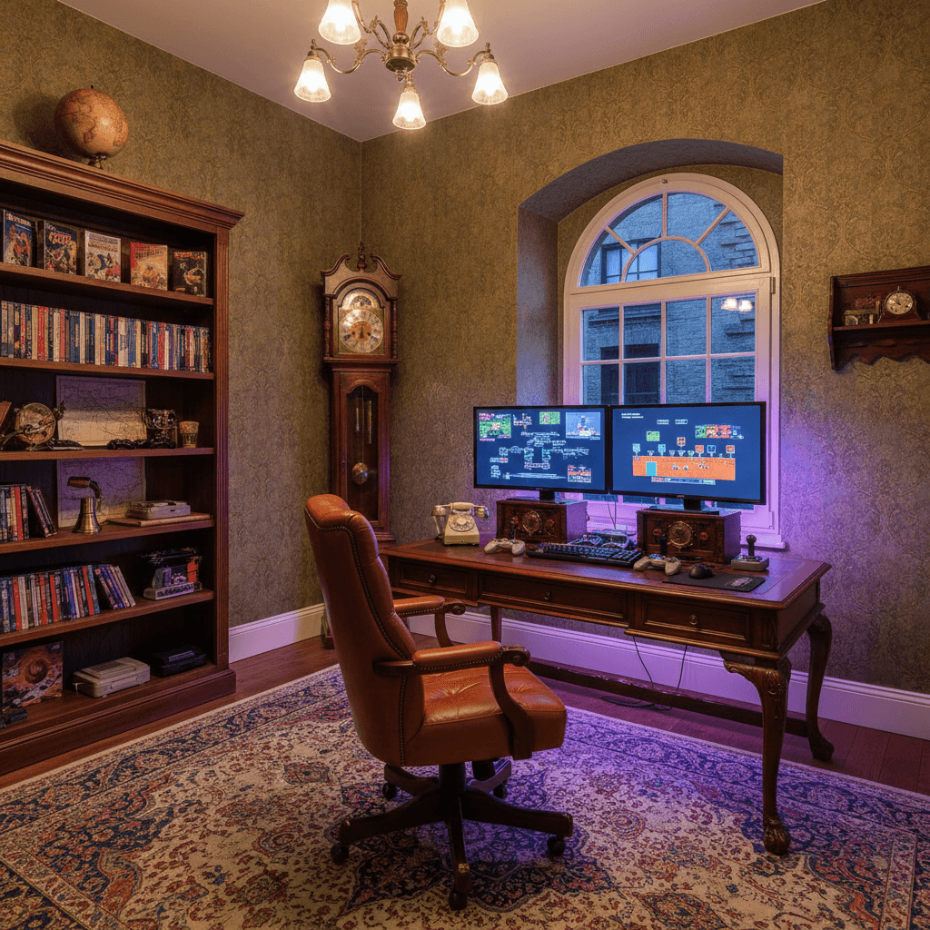 Vintage Gaming Room: after AI redesign